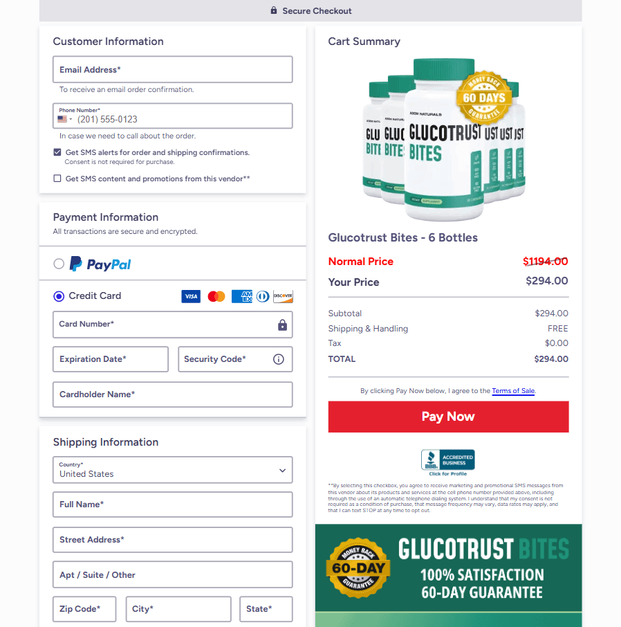 glucotrust bites™-checkout page